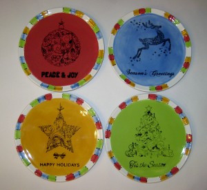 Holiday plates with silkscreen des